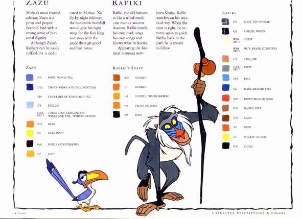 lion king musical rafiki. Zazu and Rafiki Color Models