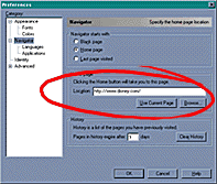 Netscape Preferences Screen