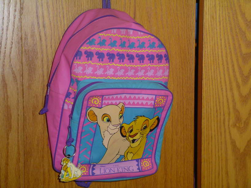 The first Lion King backpack I owned.  I now, after a lucky ebay find, own a total of 10 of these.