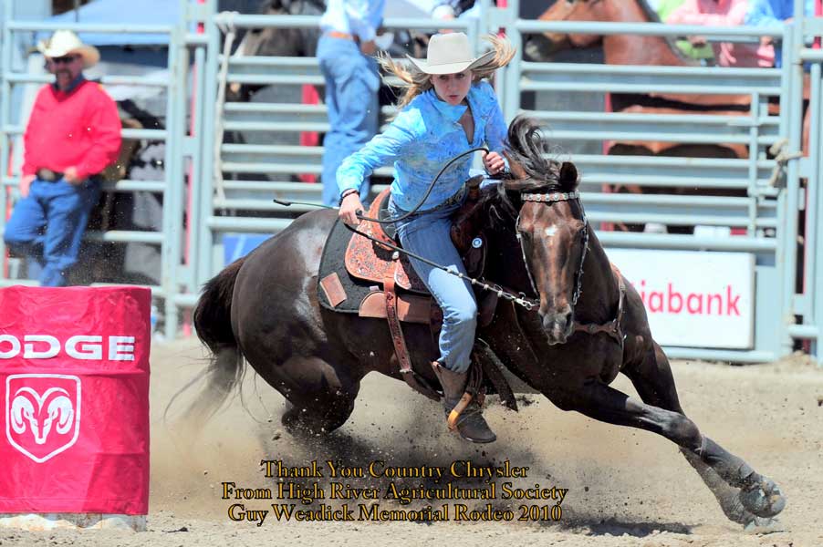 Barrel Racer heading for home, High River, AB, 2010